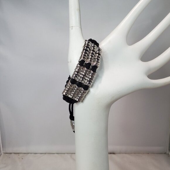 A/X Silver & Black Adjustable Bracelet by Armani Exchange - Picture 2 of 9